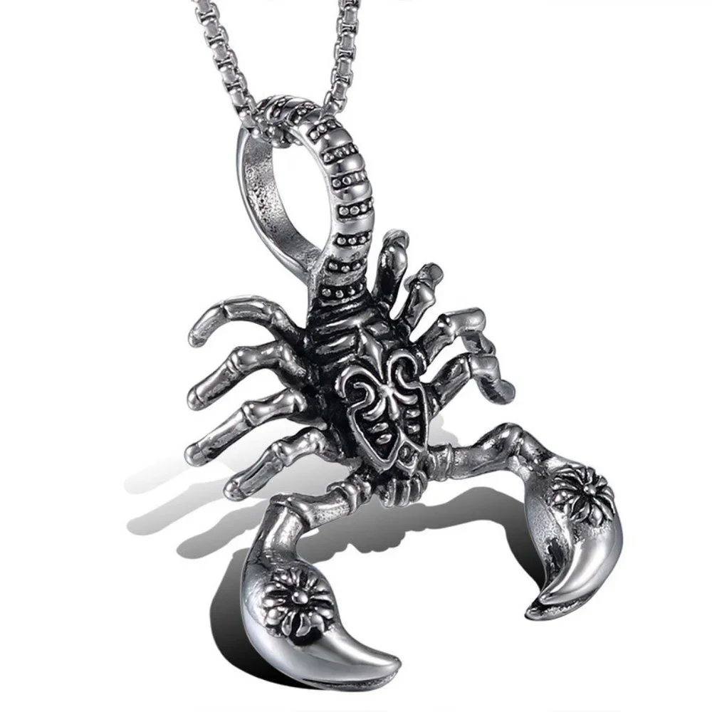 ❤️Retro Stainless steel scorpion pendant necklace for women/men, N90201P195